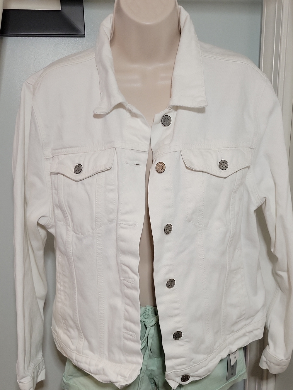 Lucky Brand Tomboy Trucker White Denim Jacket Size XL
